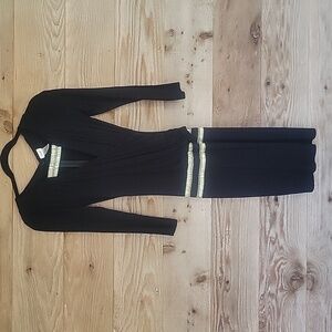 Cache Black Long Sleeve Stretchy Sheath Dress with Beaded Details XSmall